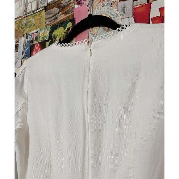 White Bardot Crochet V-Neck Mini Dress with Flounce Hem US 6 - Picture 8 of 10